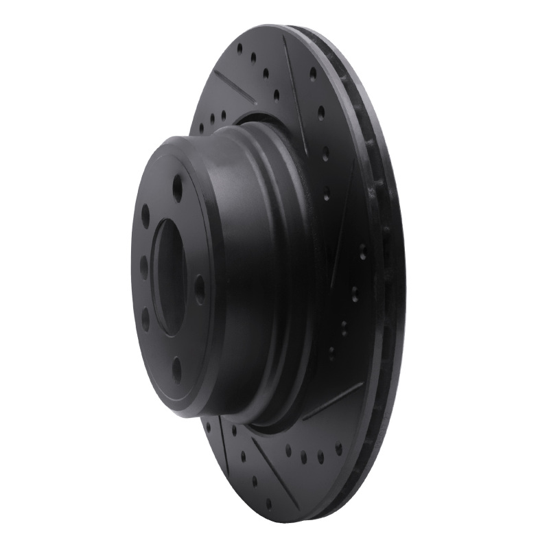 BMW X5 Brake Rotor (1) - Rear Right - R1 Concepts - Drilled & Slotted - Black - `02-`06